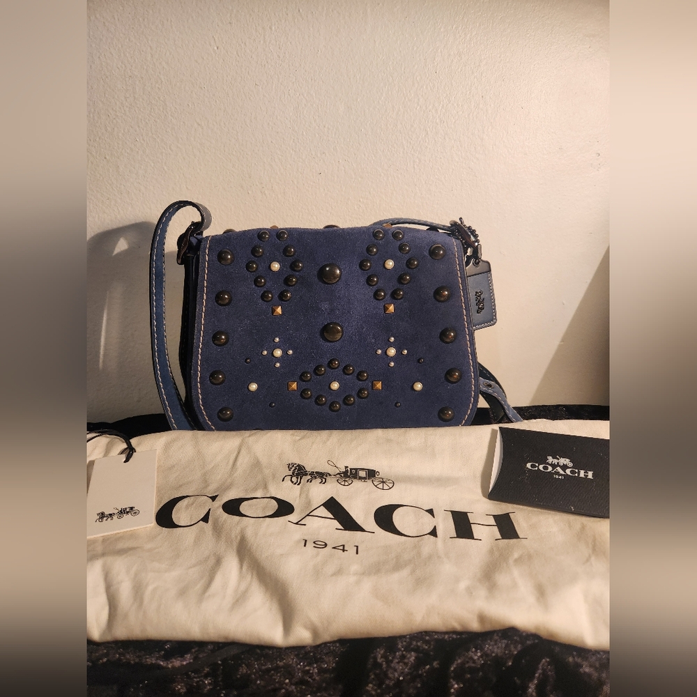 Coach 1941 Blue Studded Crossbody Bag